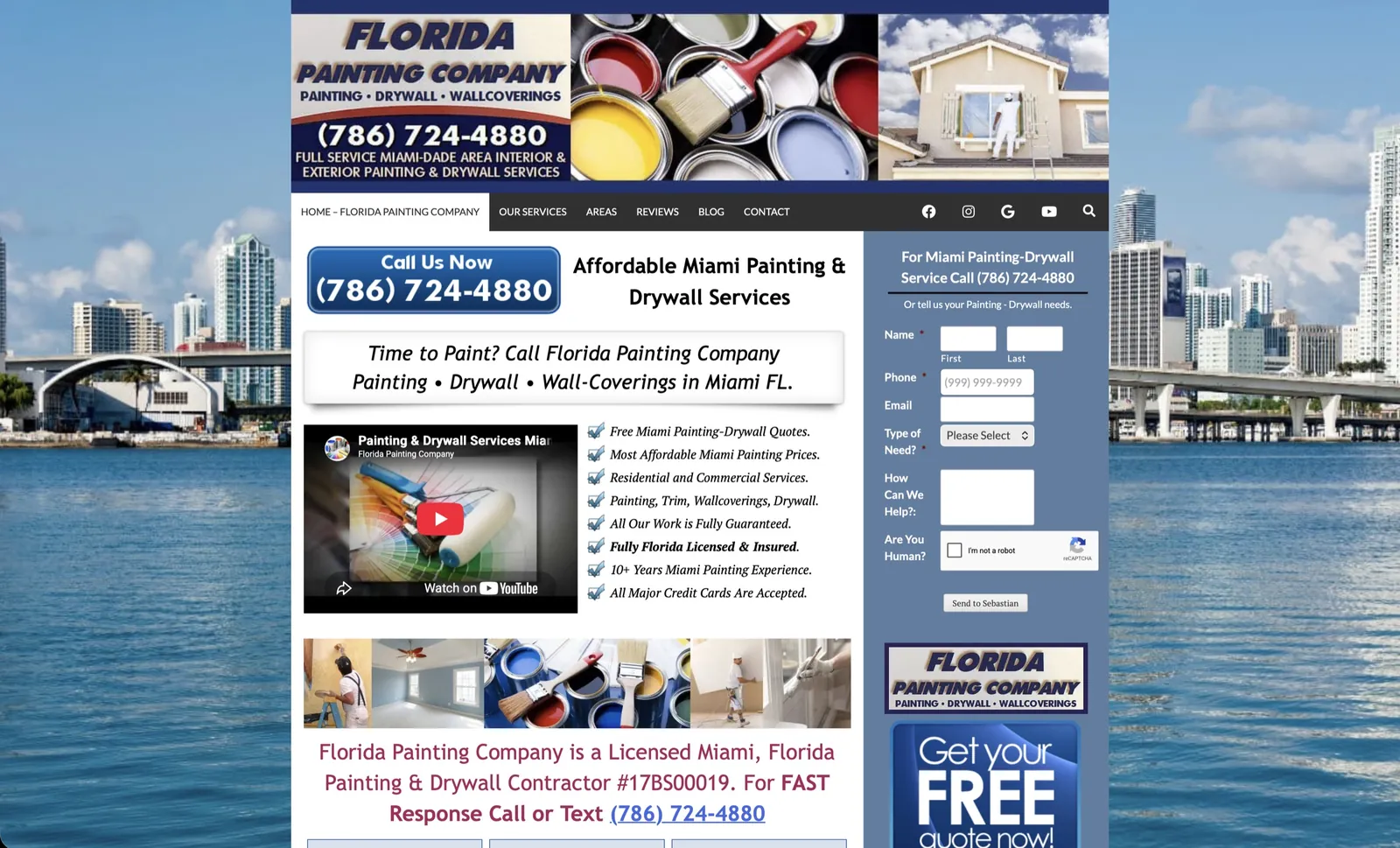 Florida Painting Company website before the redesign